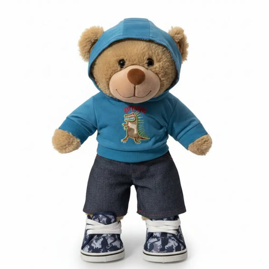 Sweat à capuche avec jean pour doudou de 40 cm